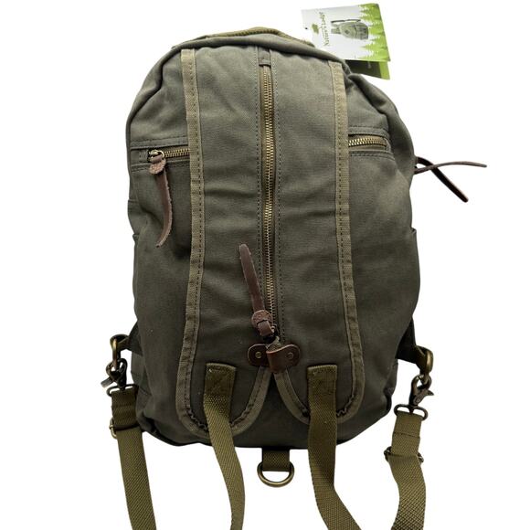 Canvas Daypack in Olive Army Green – Travel, Hike & Commute Backpack *NEW - Picture 4 of 12